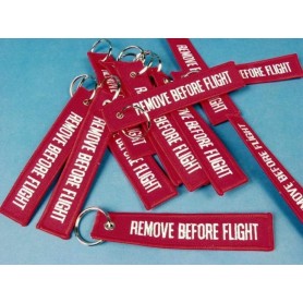 Porte-cl�s "Remove Before Flight" brod� 2 faces 130x30mm - PS35