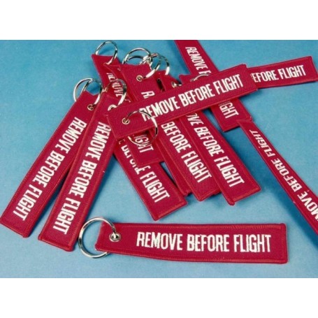 Porte-cl�s "Remove Before Flight" brod� 2 faces 130x30mm - PS35